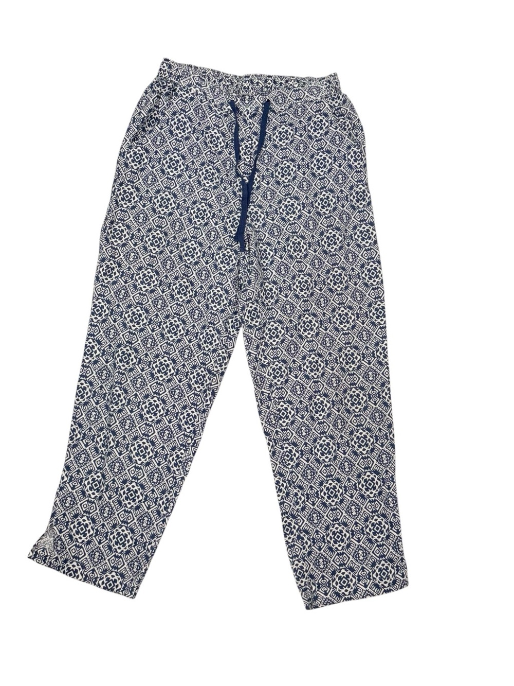 Cathy petite Navy and White Patterned Lounge Pants size PM 55% Linen 45% Rayon